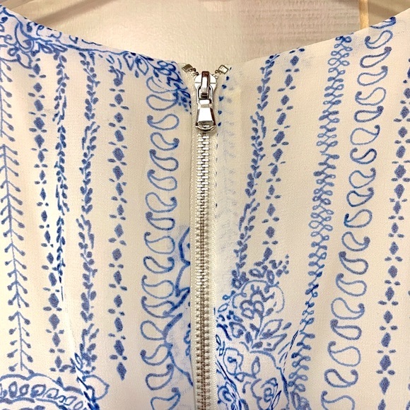 Taylor Woman White And Blue Print Sleeveless Ruffle Maxi Dress Sz 18W - Picture 6 of 7